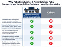 Patio Furniture Set 6-Piece Outdoor Patio Conversation Set with Blue Cushions Lawn Furniture — Comparison