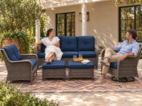 Patio Furniture Set 6-Piece Outdoor Patio Conversation Set with Blue Cushions Lawn Furniture — Lifestyle